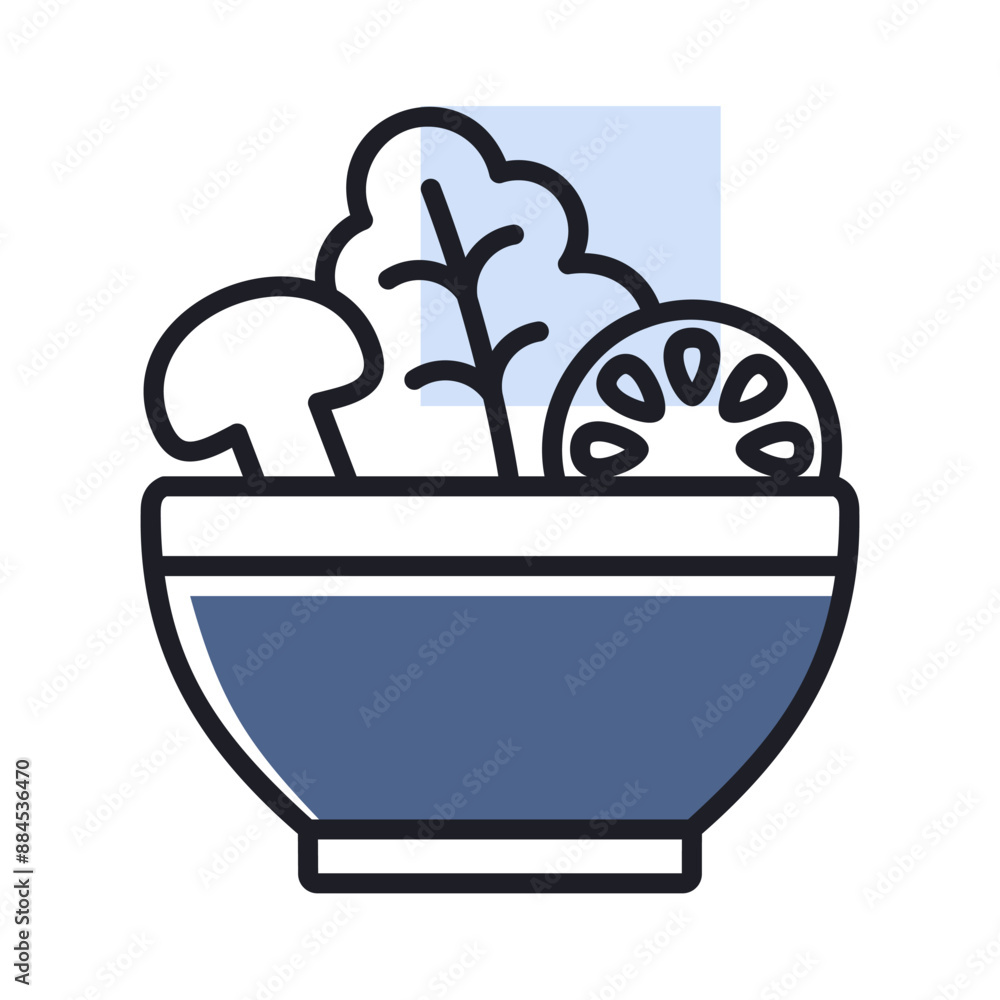 Salad bowl with lettuce, tomato, mushrooms icon Salad bowl with lettuce, tomato, mushrooms icon