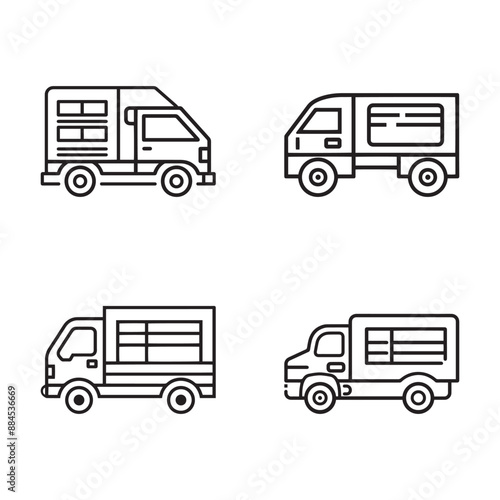 Shipping Truk line icon vector set. autotruck car icon vector illustration EPS 10
