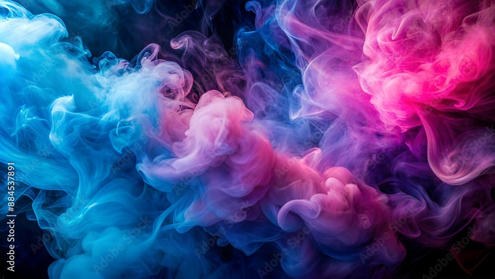 Fototapeta premium Abstract Blue and Pink Ink Swirls in Water. Generative AI