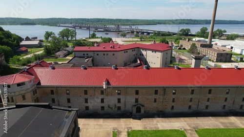 IOWA - 6.28.2024 - Good aerial footage panning and starting to circle the Iowa State Penitentiary. photo