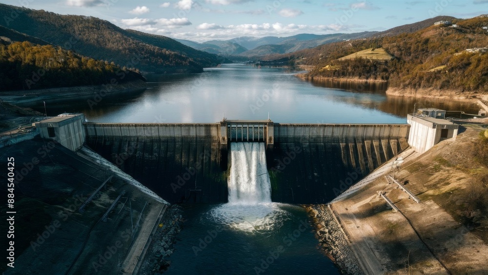 a dam with water fall coming from it a dam with water fall coming from it