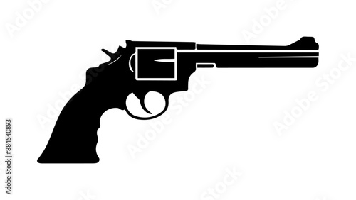shape of a gun in vector, Silhouette of a Vintage Revolver Handgun with Classic Design,  Ideal for firearm-themed projects gun shape