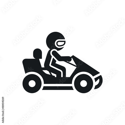 Kart racer vector, Go Kart logo silhouette design on white background