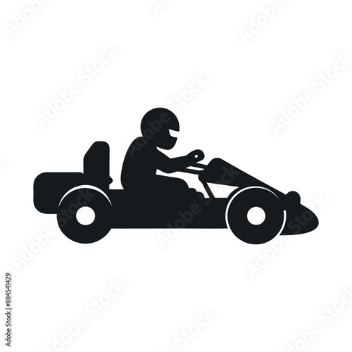 Kart racer vector, Go Kart logo silhouette design on white background