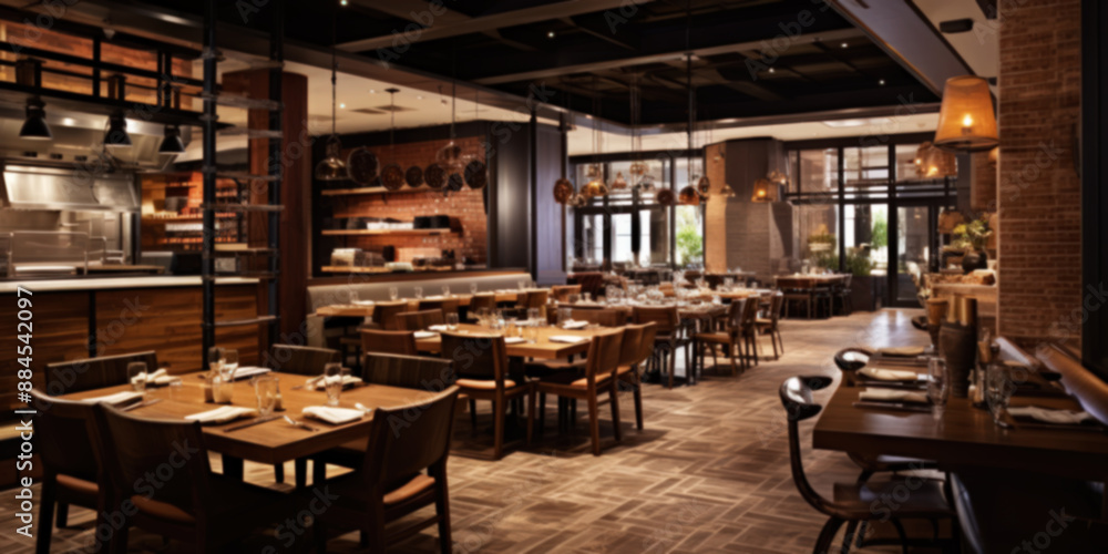 Completely blurred image of a spacious restaurant interior Completely blurred image of a spacious restaurant interior