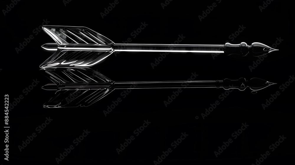 Elegant Glass Arrow with Beveled Edges and Shiny Reflection Elegant Glass Arrow with Beveled Edges and Shiny Reflection