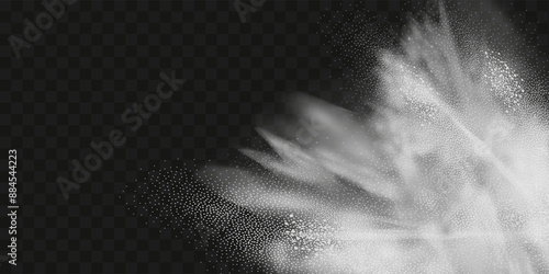 A realistic set of white clouds of flour, sugar, washing powder. An explosion of snow dust in the air. A splash of ice crystals in a white blizzard cloud.