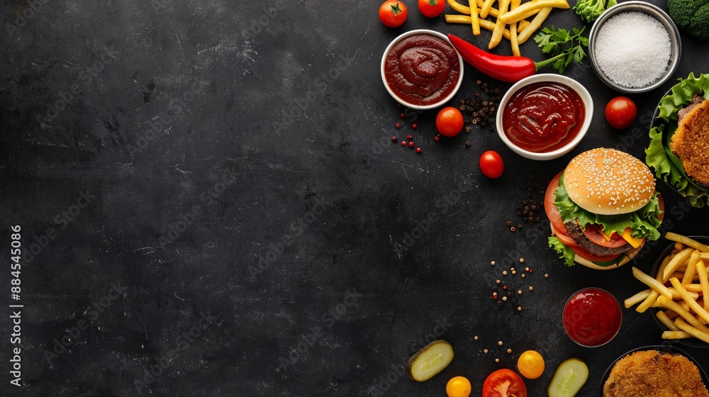 Delicious Fast Food with Burgers and Fries Delicious Fast Food with Burgers and Fries