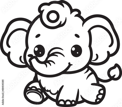 A cute elephant line art design