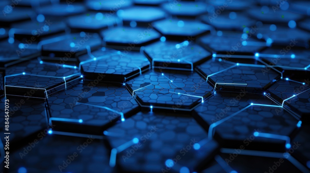 Abstract Blue Hexagon Pattern with Glowing Lines Abstract Blue Hexagon Pattern with Glowing Lines