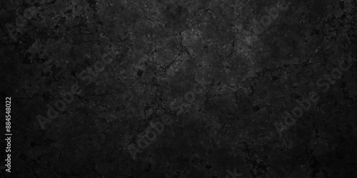 Old vintage charcoal black grunge wall backdrop with watercolor. Modern background with black wall surface, black stucco texture. Black gray satin dark texture. Abstract Dark Black background texture.