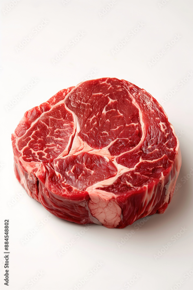 Close-up of a Raw Wagyu Beef Steak on a White Background Close-up of a Raw Wagyu Beef Steak on a White Background