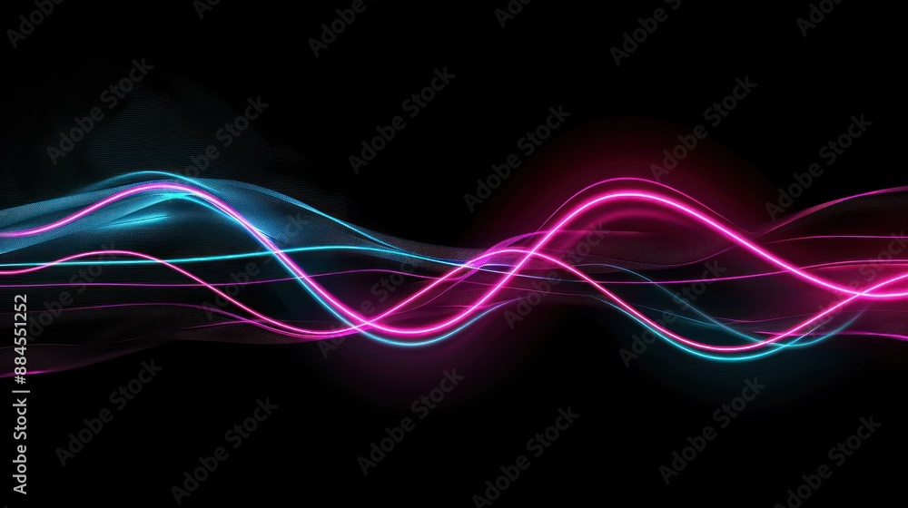 Fototapeta premium Abstract Neon Waves on Black Background
