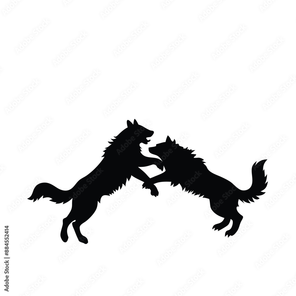 dog silhouettes fighting each other in vector style dog silhouettes fighting each other in vector style