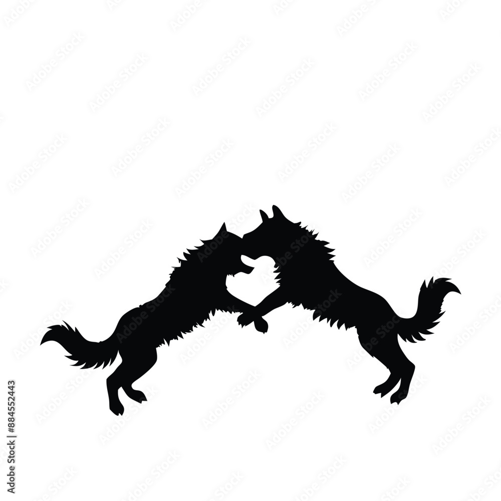 dog silhouettes fighting each other in vector style dog silhouettes fighting each other in vector style