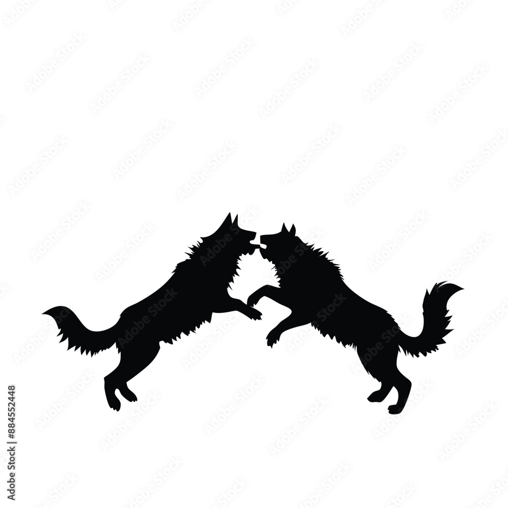 Fototapeta premium dog silhouettes fighting each other in vector style