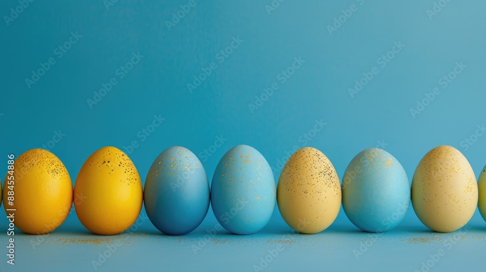 Line of Easter eggs in blue and yellow Line of Easter eggs in blue and yellow