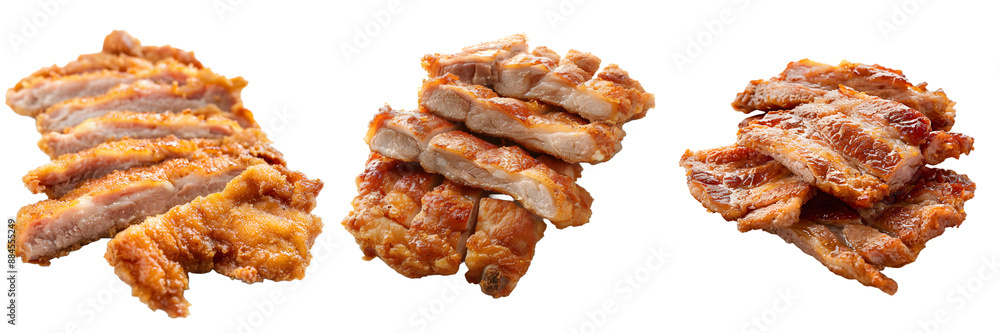 Grilled chicken slice on white background, png Grilled chicken slice on white background, png
