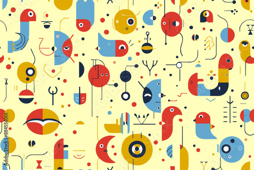 Yellow cartoon monsters seamless pattern. Cosmic little aliens smile textile print design. Kids mutant fashion geometric character trendy style vector illustration