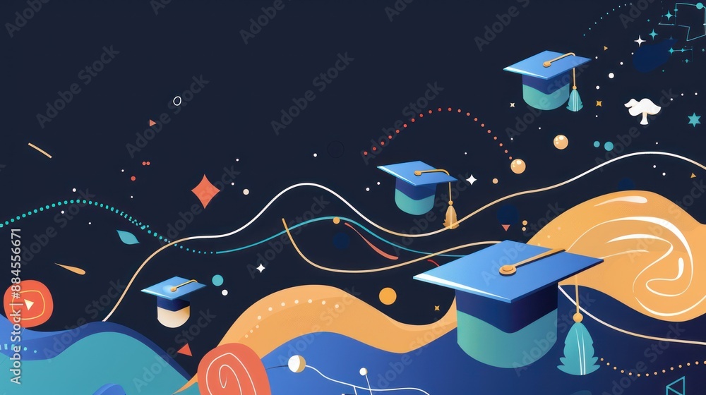 Naklejka premium Abstract Graduation Celebration Illustration