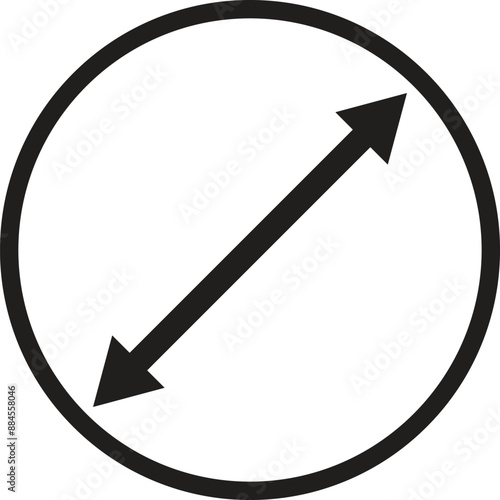 Diameter icon with arrow isolated on white background . Circle diameter icon vector