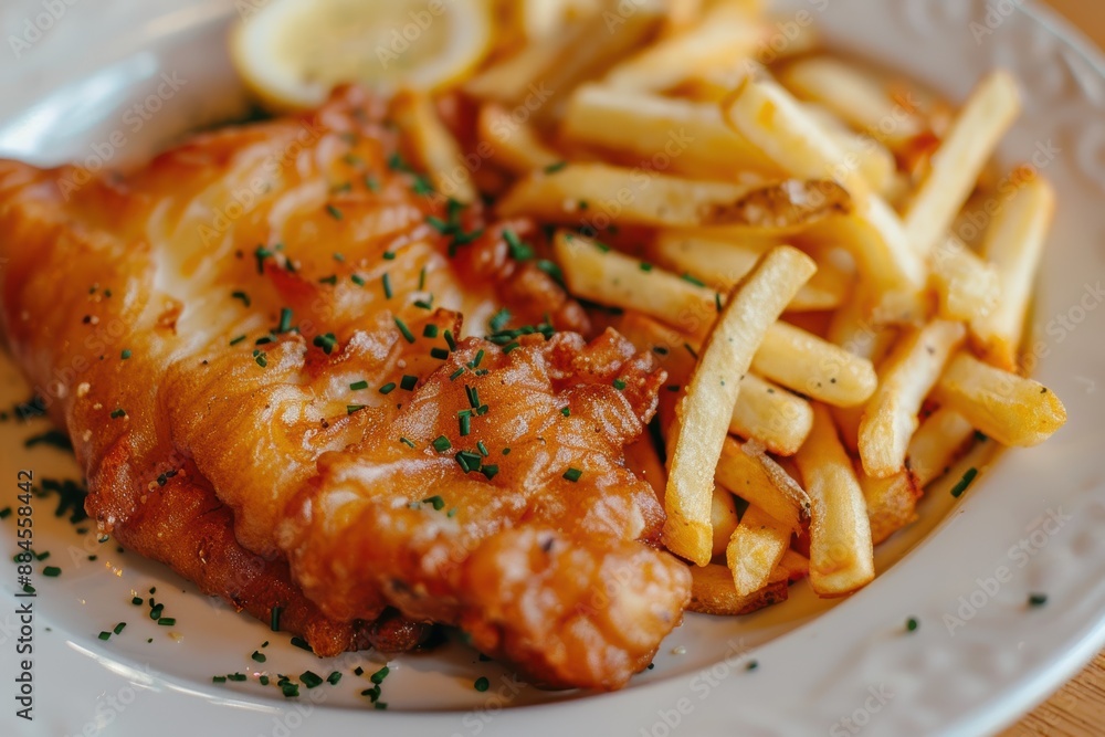 Tasty Fish and Chips with Seasoned Fries. Generative AI. Tasty Fish and Chips with Seasoned Fries. Generative AI.