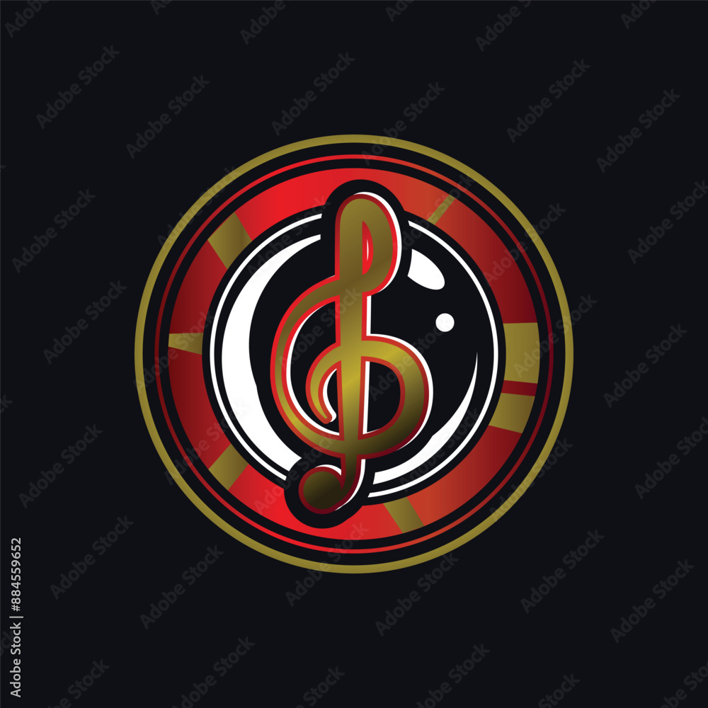 Red and gold music tone logo design concept