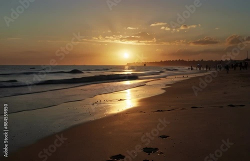Wallpaper Mural sunset at the beach with colorful lights HD resolution with hyper realistic 4K Background. Torontodigital.ca