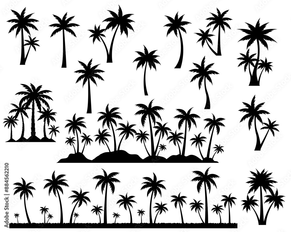 set of palm trees set of palm trees