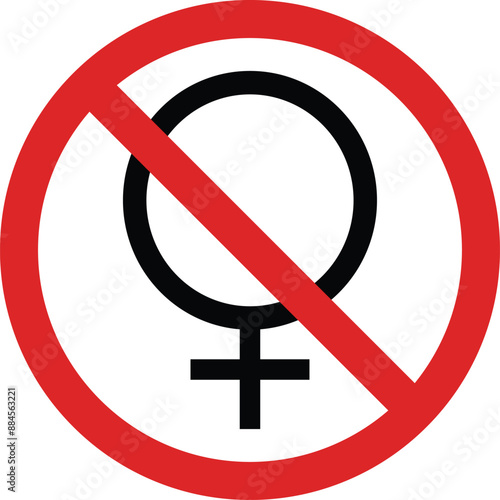 No girls allowed sign . No women allowed sign . Men only sign . Female forbidden sign . Vector illustration