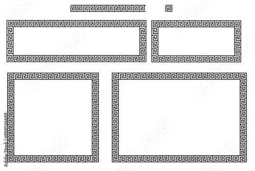 Decorative Geometric Greek Square Spiral Pattern Frame Border Template Clipart - Square and Rectangle