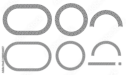Decorative Geometric Greek Square Spiral Curved Pattern Frame Border Template Clipart - Circle, Ellipse Oval and Arch
