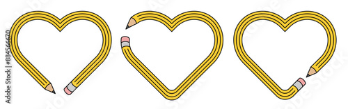Cartoon School Pencil Heart Frame Decorative Template Border Illustration Clipart