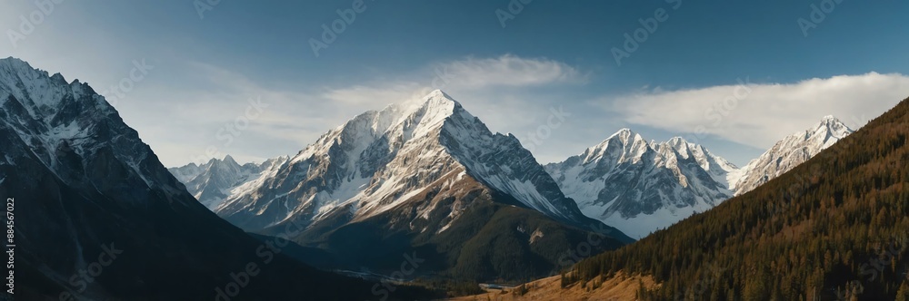 Obraz premium detailed panoramic view of a mountain range background