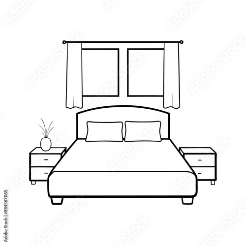 Cute Bedroom Coloring Page Illustration vector
