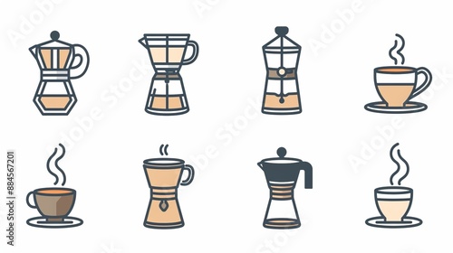 Wallpaper Mural This image showcases a variety of coffee brewing methods illustrated in a unique style, highlighting different approaches to making the perfect cup of coffee. Torontodigital.ca