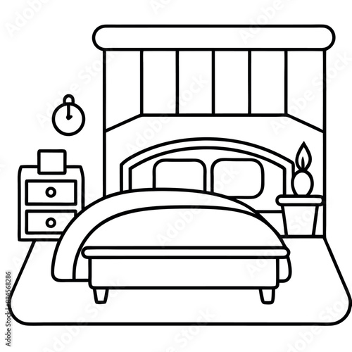Cute Bedroom Coloring Page Illustration vector