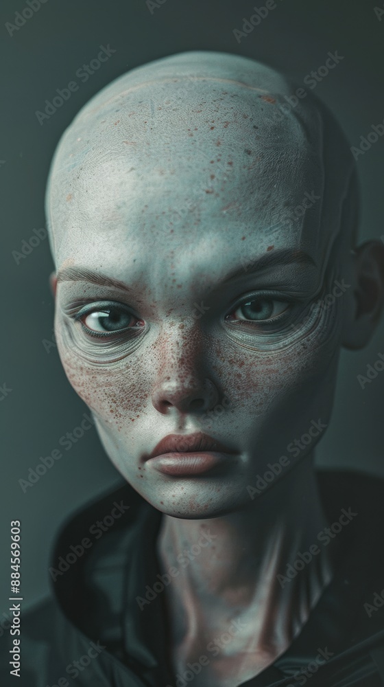 A close up of a person with a bald head A close up of a person with a bald head