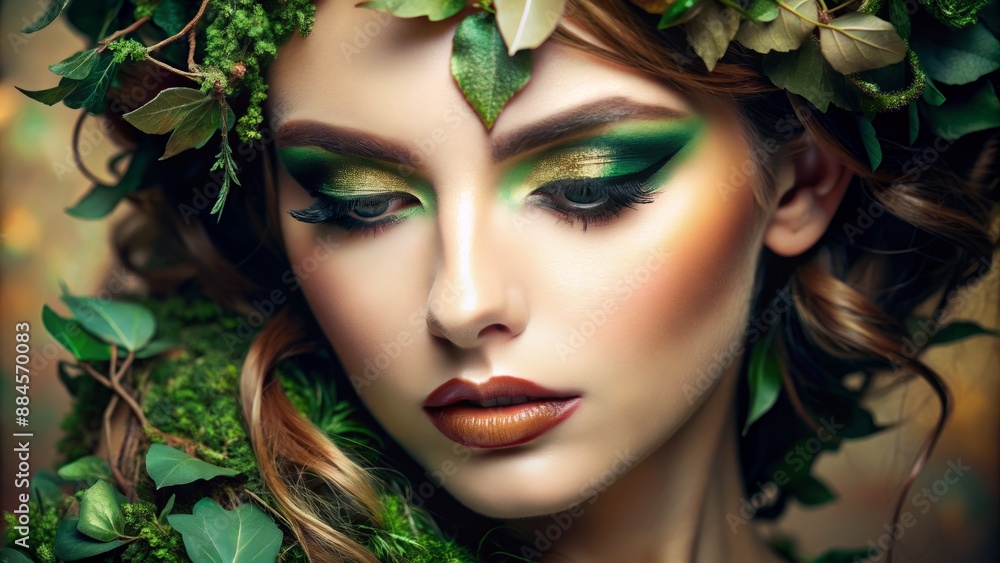 Earth-toned makeup with warm browns and greens Earth-toned makeup with warm browns and greens
