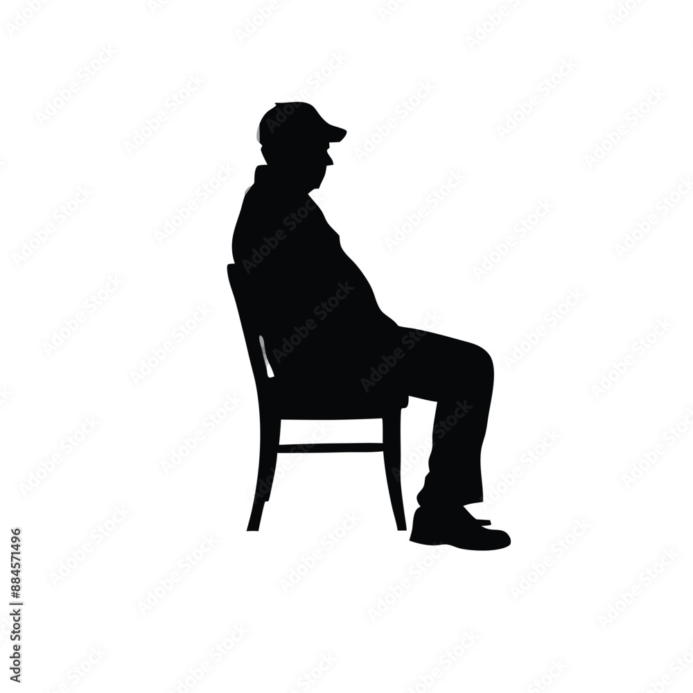man sitting on a chair, black color silhouette, isolated white background man sitting on a chair, black color silhouette, isolated white background