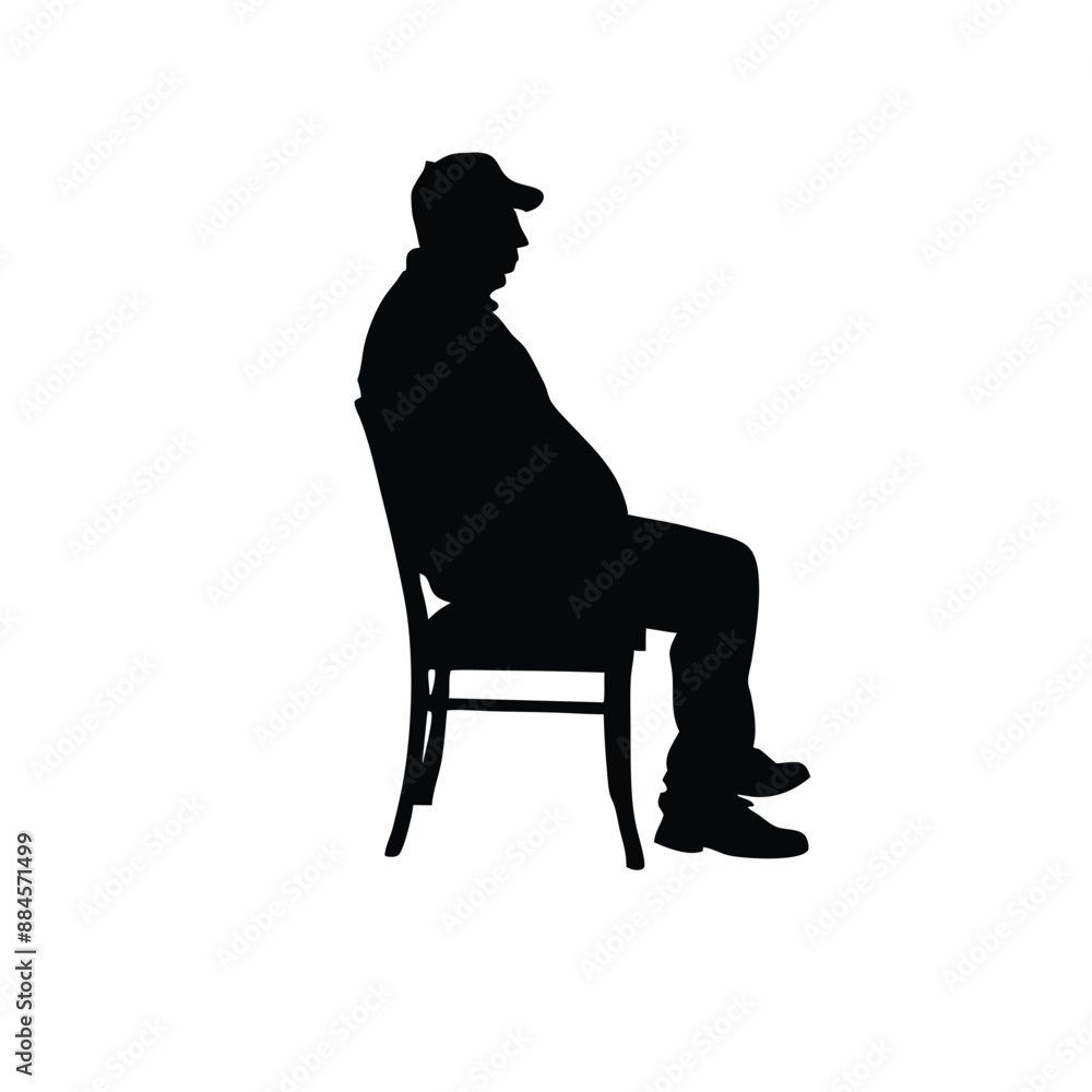 man sitting on a chair, black color silhouette, isolated white background man sitting on a chair, black color silhouette, isolated white background