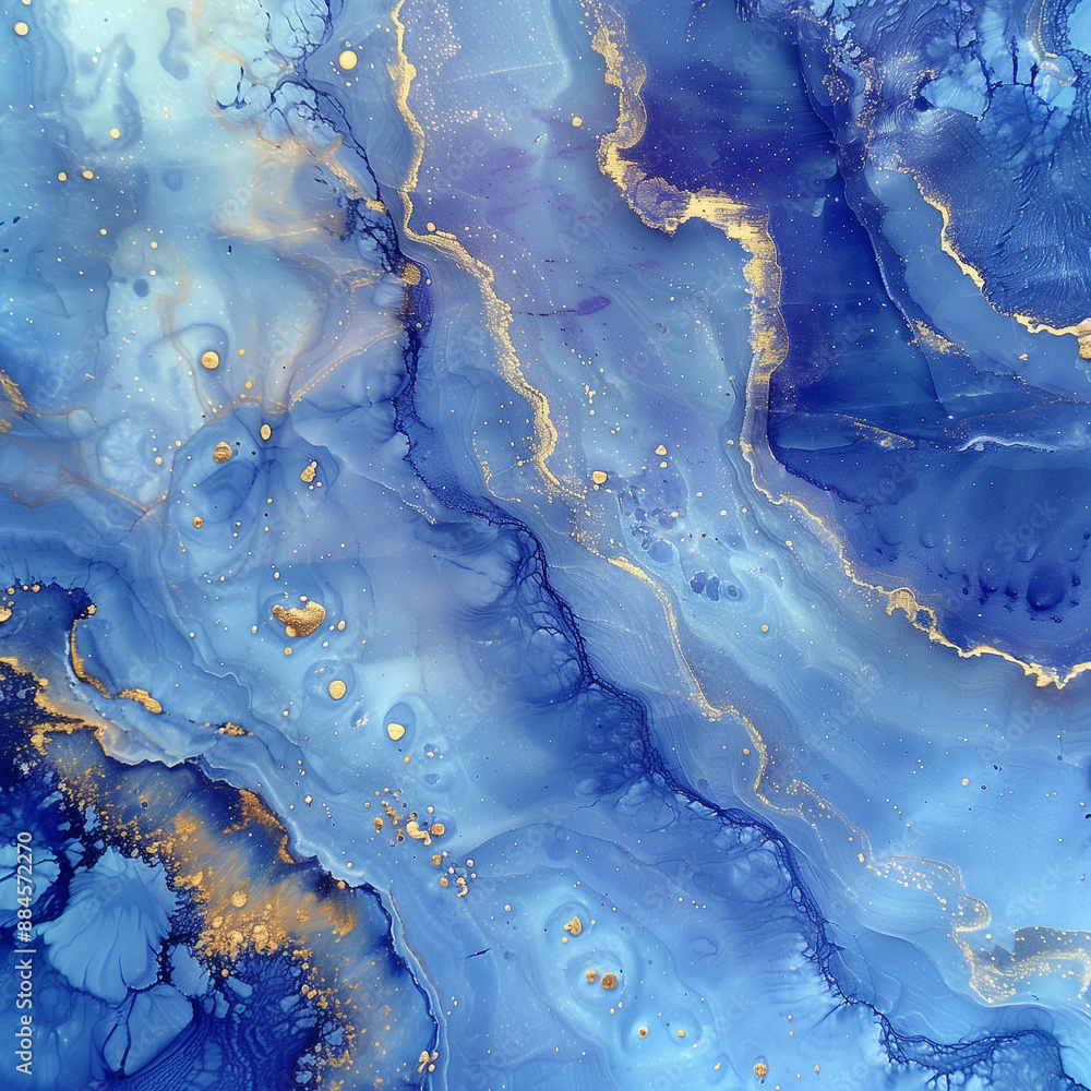 a close up of a painting of blue and gold, abstract blue marble background a close up of a painting of blue and gold, abstract blue marble background