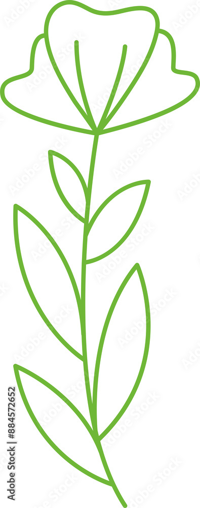 Floral Leaves and Flower Line Art Floral Leaves and Flower Line Art