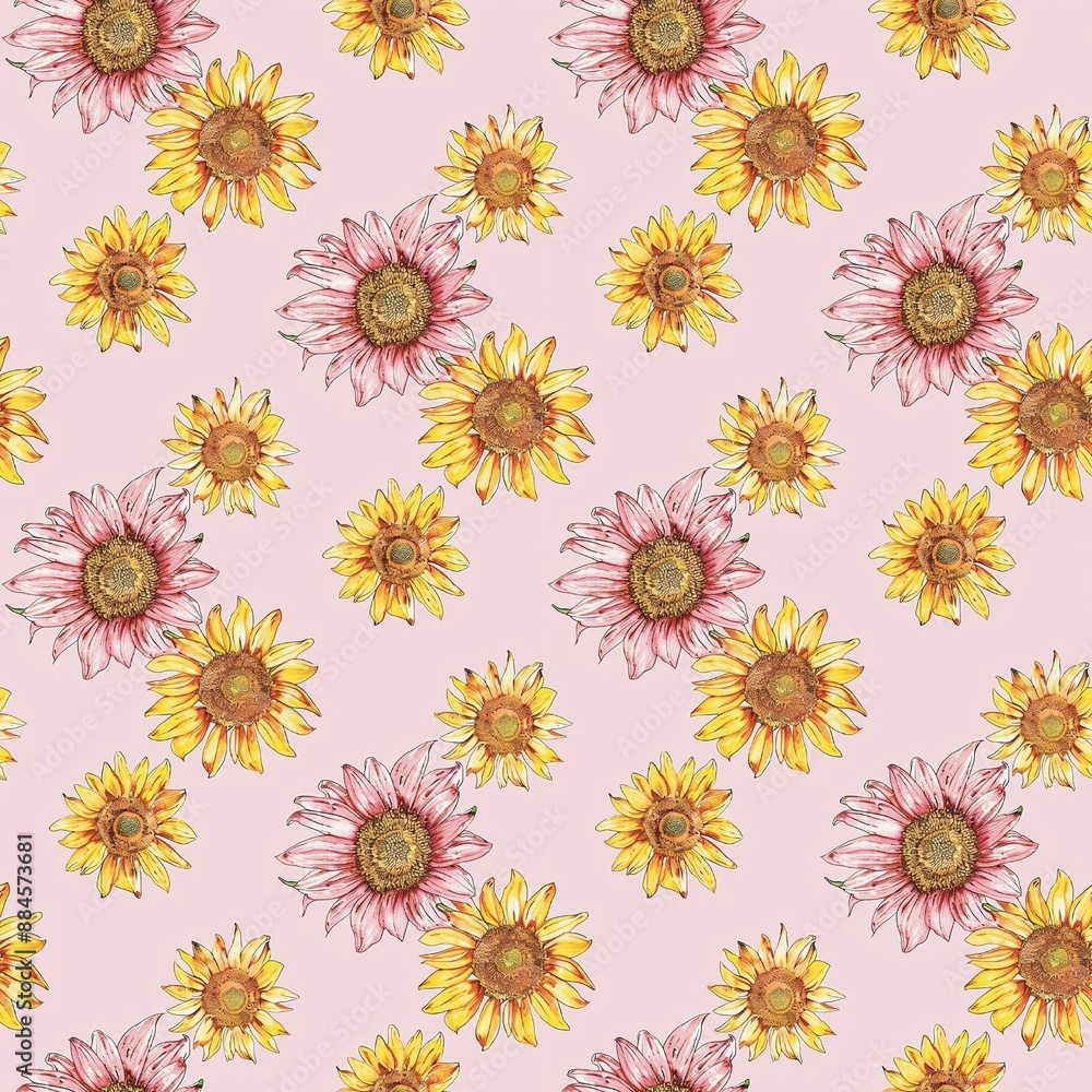 yellow sunflower background pink watercolor seamless fabric pattern watercolor handmade design fashion binding spring summer decoration proud wallpaper textile vintage warm yellow sunflower background pink watercolor seamless fabric pattern watercolor handmade design fashion binding spring summer decoration proud wallpaper textile vintage warm