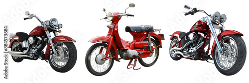 Classic and custom motorcycle isolated on a white background, png