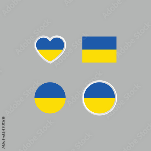 Ukraine nation flag collection emblem design vector