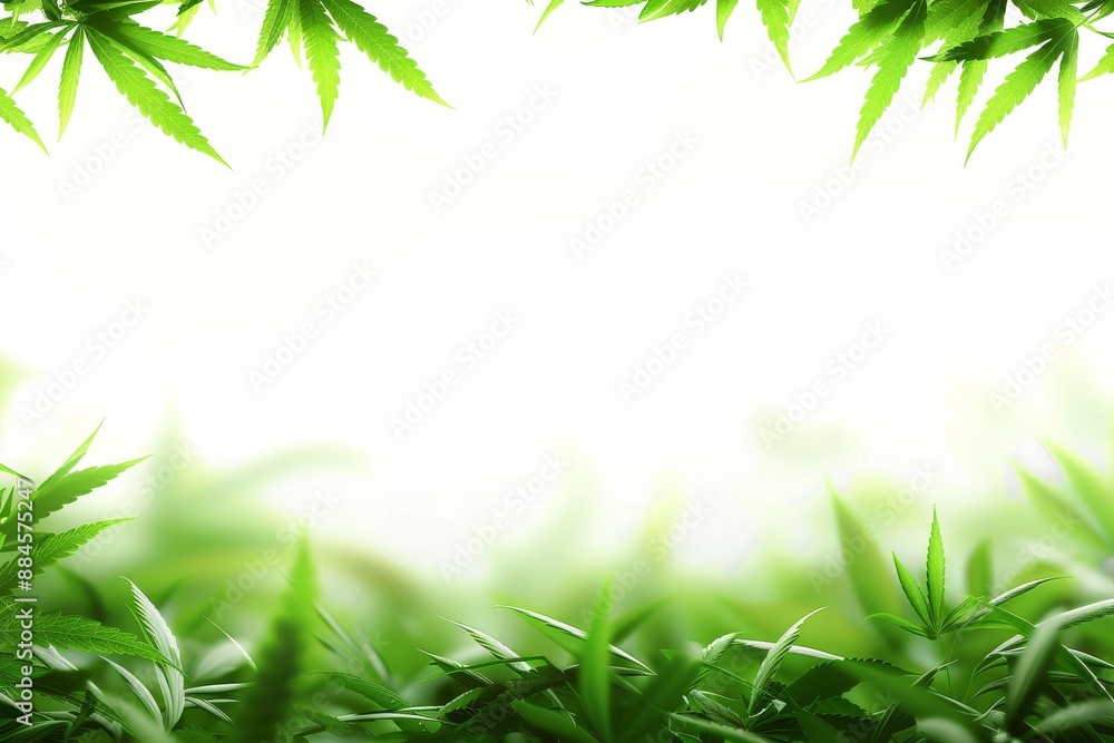 Fresh green bamboo leaves on a white background minimalist nature themed illustration Fresh green bamboo leaves on a white background minimalist nature themed illustration