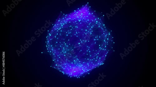 Blue sphere consisting of points and lines. Modern wireframe elements. Technology grid sphere. 3d rendering.
