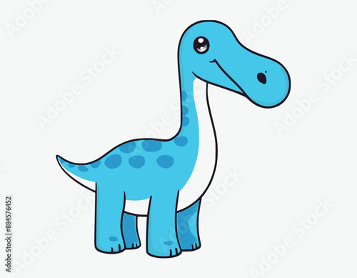 Vector illustration of Cute little brontosaurus cartoon on white background
