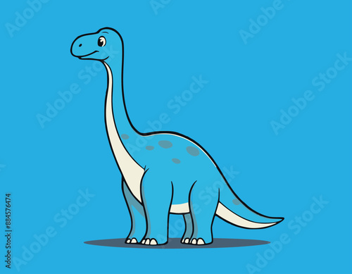 Cute little brontosaurus cartoon on white background stock illustration